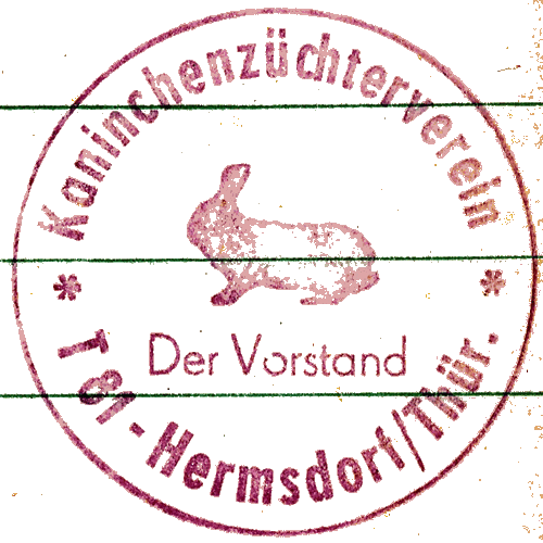 Siegel Kaninchenzüchterverein T81 Hermsdorf um 1955